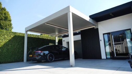Cube overkapping en carport bij showhuis in Eindhoven van MB Veranda {{brizy_dc_image_alt imageSrc=