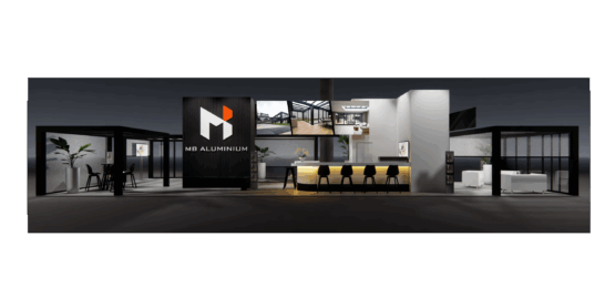 Deelname MB Aluminium aan Swiss Bau - Stend tekening Deelname MB Aluminium aan Swiss Bau - Stend tekening