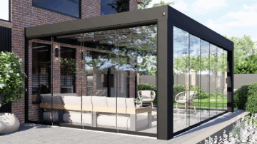 MB Veranda Cube Grand tuinkamer zwart schuifwanden gesloten